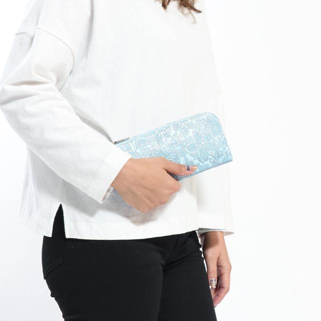 最大30%還元★4/13限定｜【商品レビューで＋5％】アルカン L字ファスナー 長財布 Arukan クレア 本革 花柄 型押し 日本製 レディース 1413-657