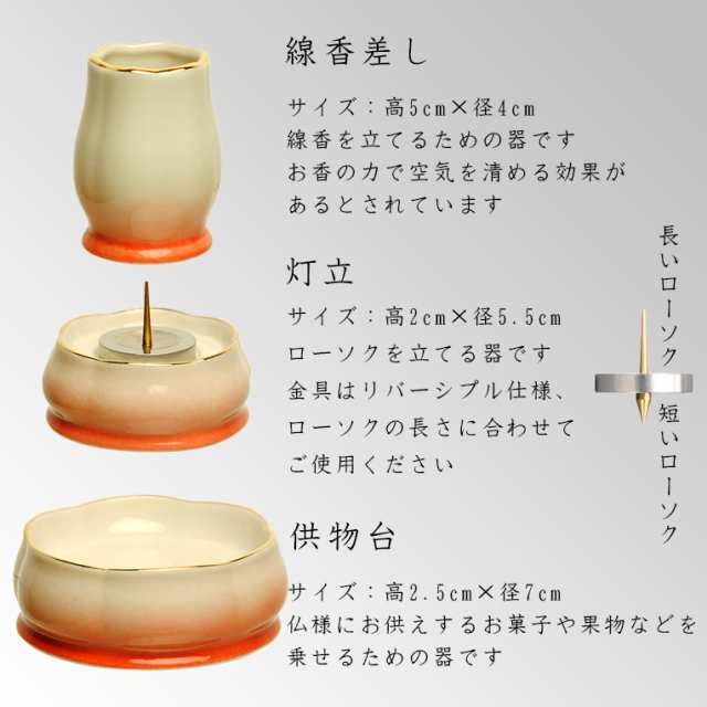 国産モダン仏具セット・美濃焼・彩光（さいこう）桃・7具足・丸香炉・送料無料_2