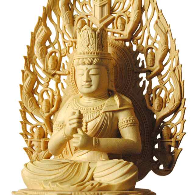 繁樓藝雕 大日如来 仏像 真言宗 仏壇仏像 木彫り 柘植の木 飛天光背