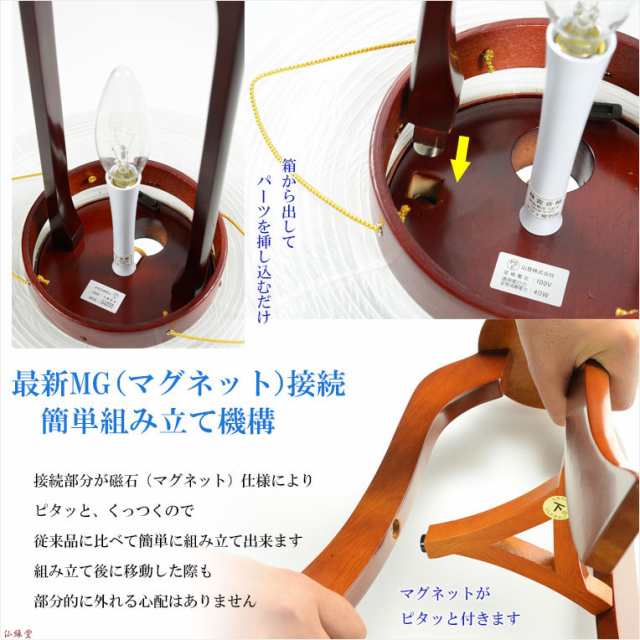 特選 お盆提灯【八女提灯：天然木・萩の香 本絹二重張り 電球灯 小菊