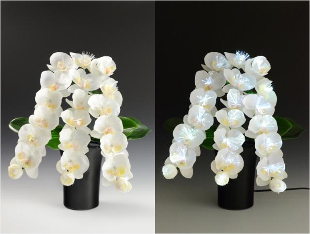 光ファイバー使用の光る仏花【7色に変化する煌めくお花　テルミナ：胡蝶蘭】お盆用品　盆提灯　盆花　送料無料