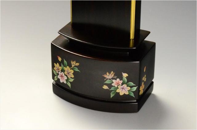 新感覚モダン蒔絵位牌【かたみ箱付面粉唐木位牌：銀水-偲び桜　黒檀】送料無料