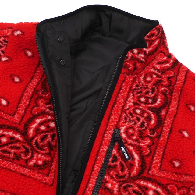 supreme reversible bandana fleece jacket red
