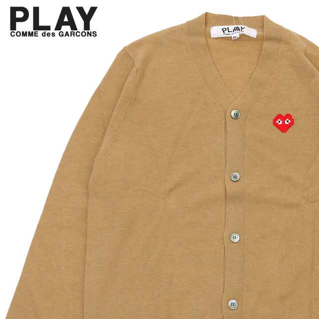 新品 プレイ コムデギャルソン PLAY COMME des GARCONS x インベーダー Invader Men's Cardigan ニット カーディガン CAMEL キャメル TOP