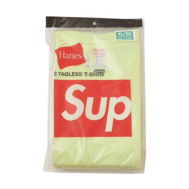 新品 シュプリーム SUPREME x ヘインズ Hanes Tagless Tees(2 Pack) Tシャツ 2枚セット FLUORESCENT YELLOW 蛍光 イエロー 半袖Tシャツ 新品 シュプリーム SUPREME x ヘインズ Hanes Tagless Tees(2 Pack) T