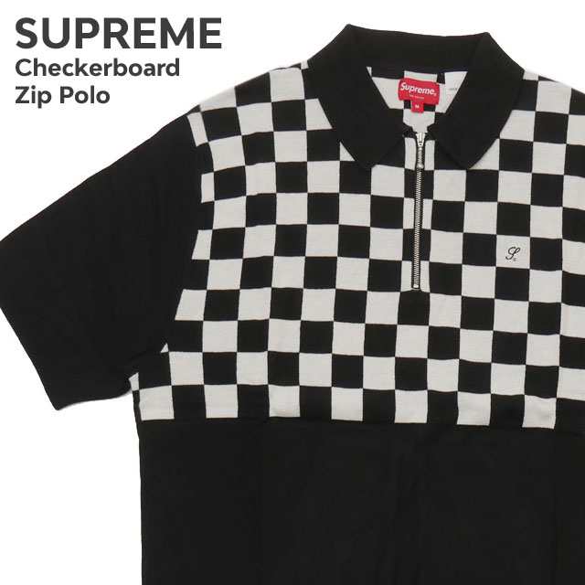 シュプリーム SUPREME Checkerboard Zip Polo ポロシャツ BLACK