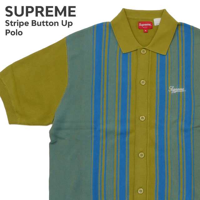 1年保証』 シュプリーム SUPREME Stripe Button Up Polo ポロシャツ