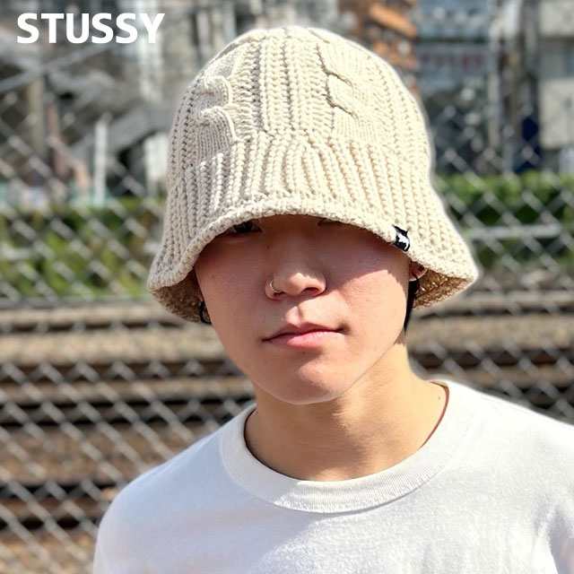 新品 ステューシー STUSSY CABLE KNIT BUCKET HAT バケット ハット バケハ スケート ストリート エイトボール ストックロゴ ストゥーシー