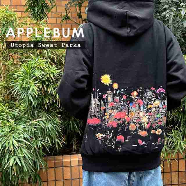 新品 アップルバム APPLEBUM Utopia Sweat Parka スウェット プルオーバーパーカー BLACK SWT/HOODY