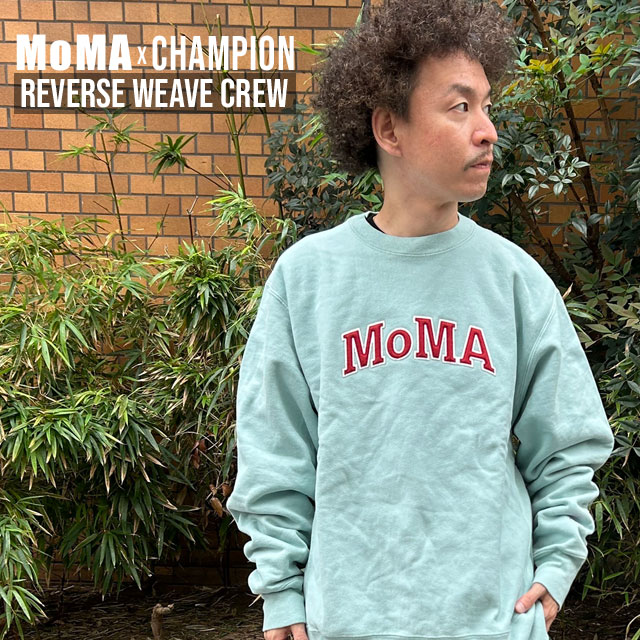 新品 チャンピオン Champion x モマ MoMA Garment Dyed Reverse Weave Crew リバースウィーブ クルースウェット NIMBUS GREEN SWT/HOODYの通販は