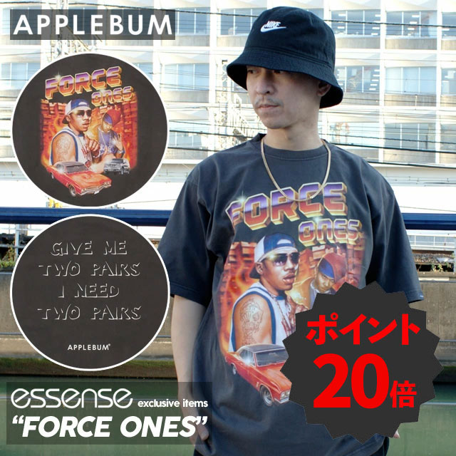 [期間限定ポイント20倍！] 新品 アップルバム APPLEBUM essense別注 FORCE ONES Overdyed T-shirt Tシャツ VINTAGE BLACK ヴィンテージブラック 黒 半袖Tシャツ