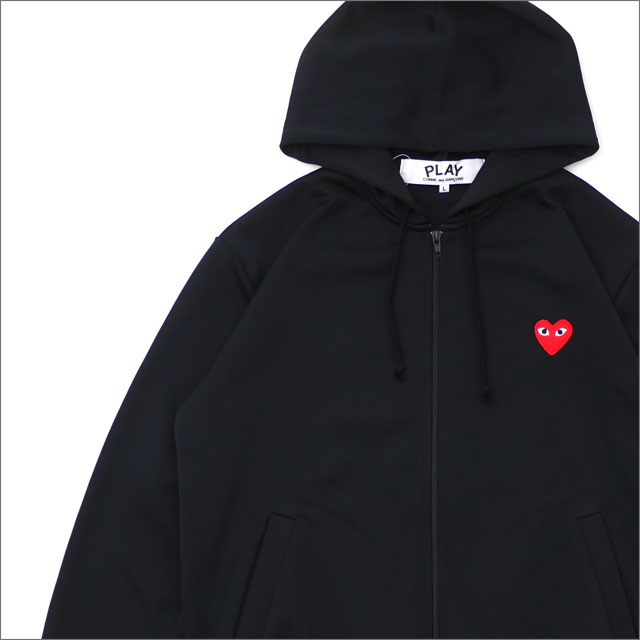 新品 プレイ コムデギャルソン PLAY COMME des GARCONS MENS RED HEART ZIP UP JERSEY PARKA BLACK 212-001017-051x【新品】(SWT/HOODY)