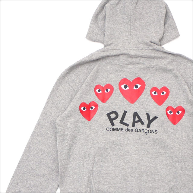 新品 プレイ コムデギャルソン PLAY COMME des GARCONS MENS FIVE RED HEART HOODIE GRAY 212-001024-042+ (SWT/HOODY)の通販は