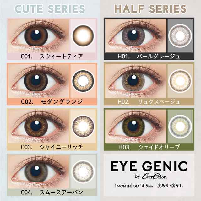 おトク 14.5mm EverColor 1month 度なし2枚入 カラコン EYE マンスリー by GENIC