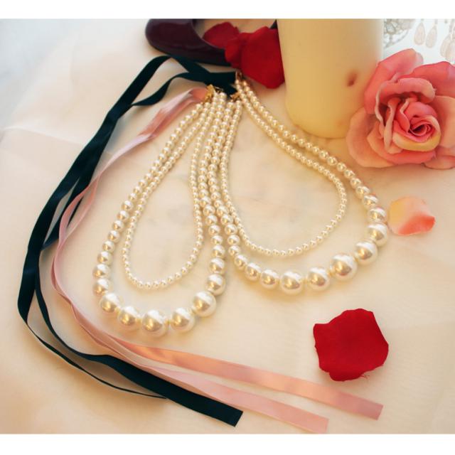 パールネックレス パール 2連 ネックレス リボン 結婚式 パーティー パーティ 二次会 披露宴 冠婚葬祭 アクセサリー フォーマルアクセの通販はau Pay マーケット C R E A M