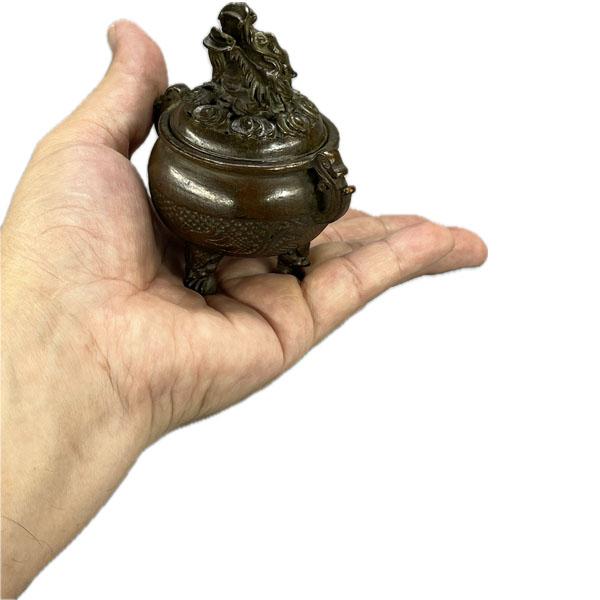 銅製龍頭香炉 小【Y4-17】【送料無料】（沖縄700円）｜ ドラゴン,竜,龍