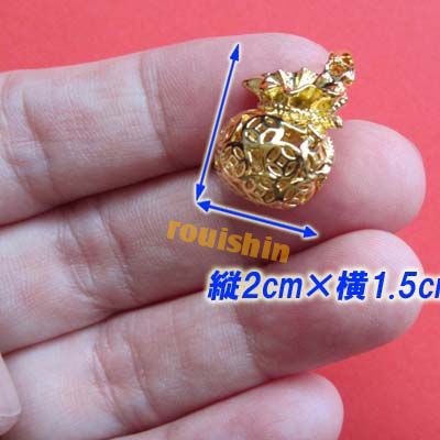 金ぴかネックレス ぴかぴか金メッキ中国風ペンダントトップ巾着 