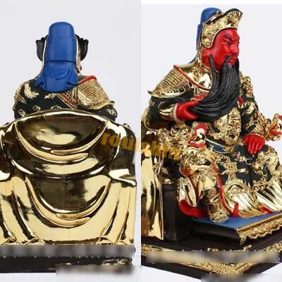 黄金 樹脂製関羽座像・大 （送料無料) （関帝聖君・三国志｜開運,風水