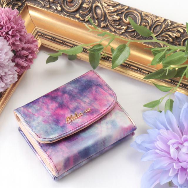 財布 レディース 折財布 ミニ財布 三つ折り 日本製 本革 牛革 アート