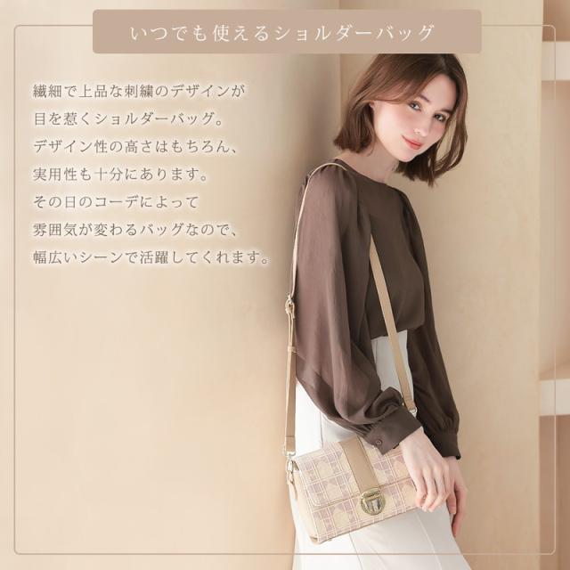 ショルダーバッグ レディース コンパクト 本革 総柄 Clelia クレリア