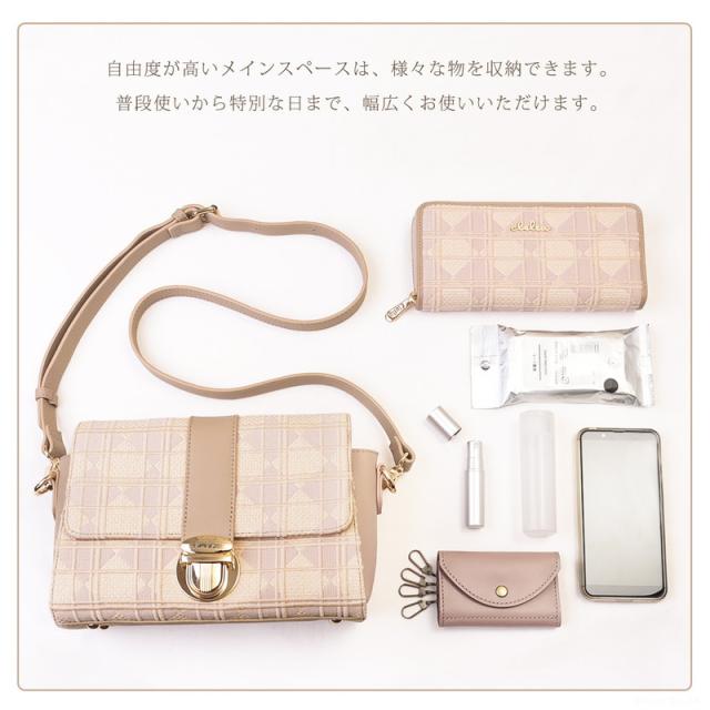 ショルダーバッグ レディース コンパクト 本革 総柄 Clelia クレリア