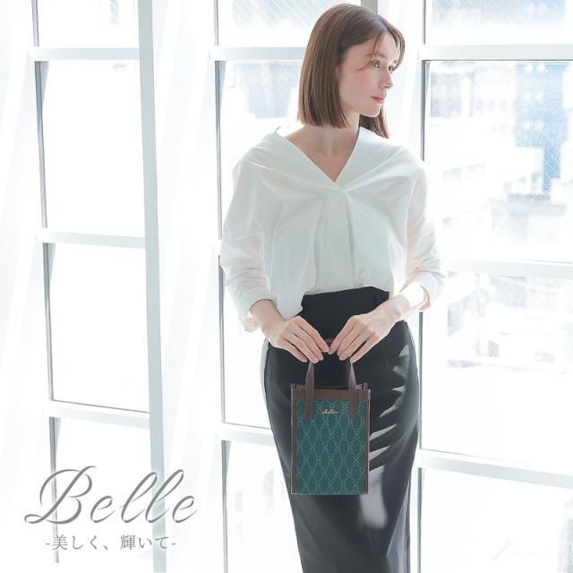 ハンドバッグ レディース ショルダーバッグ 2way 幾何学模様 箱型 縦長