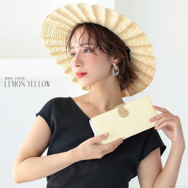 Clelia Luce エナメルフラップがま口長財布 クレリア Clelia レディース 長財布 財布 エナメル がま口
