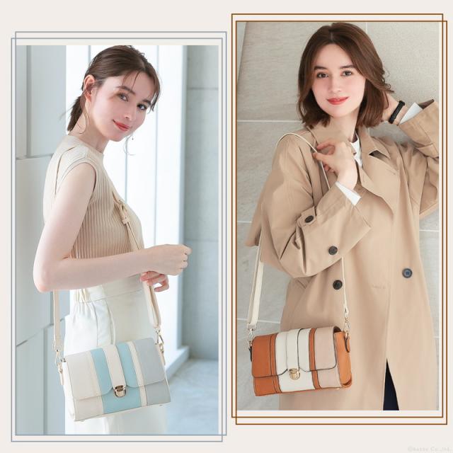 【ドラマ衣装協力】ショルダーバッグ レディース トリコロール パステルカラー ミニバッグ 自立型 Clelia クレリア Allegro アレグロ 【CL-20038】 ブランド 人気 ドラマ衣装協力】ショルダーバッグ レディース トリコロール パステル