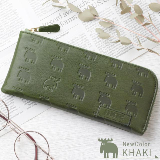 長財布 レディース ロングウォレット 薄マチ スリム 本革 牛革 L字ファスナー 型押し アニマル ヘラジカ 機能性 moz モズ 【NO.86014】 ブランド 人気 長財布 レディース ロングウォレット 薄マチ スリム 本革 牛革 L字