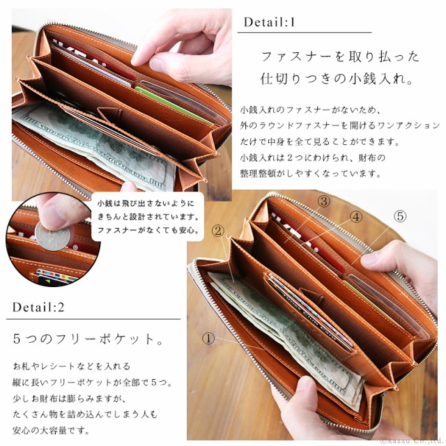 長財布 メンズ レディース 本革 牛革 ラウンドファスナー 薄マチ バイ