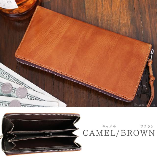 長財布 メンズ レディース 本革 牛革 ラウンドファスナー 薄マチ バイ