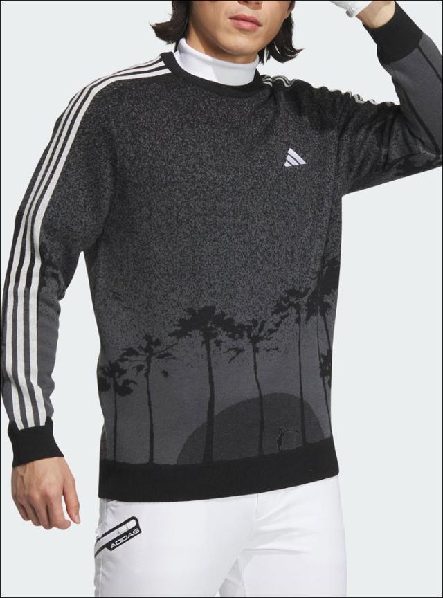 アディダス ゴルフウェア メンズ LA サンセット クルーネック セーター MKR98 2023年秋冬モデル M-XL_3