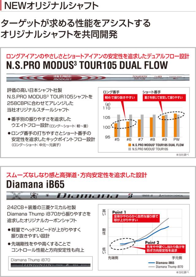 ブリヂストンゴルフ TOUR B 258CBP アイアン 6本セット[＃5-P] N.S.PRO MODUS3 TOUR105 DUAL FLOW シャフト