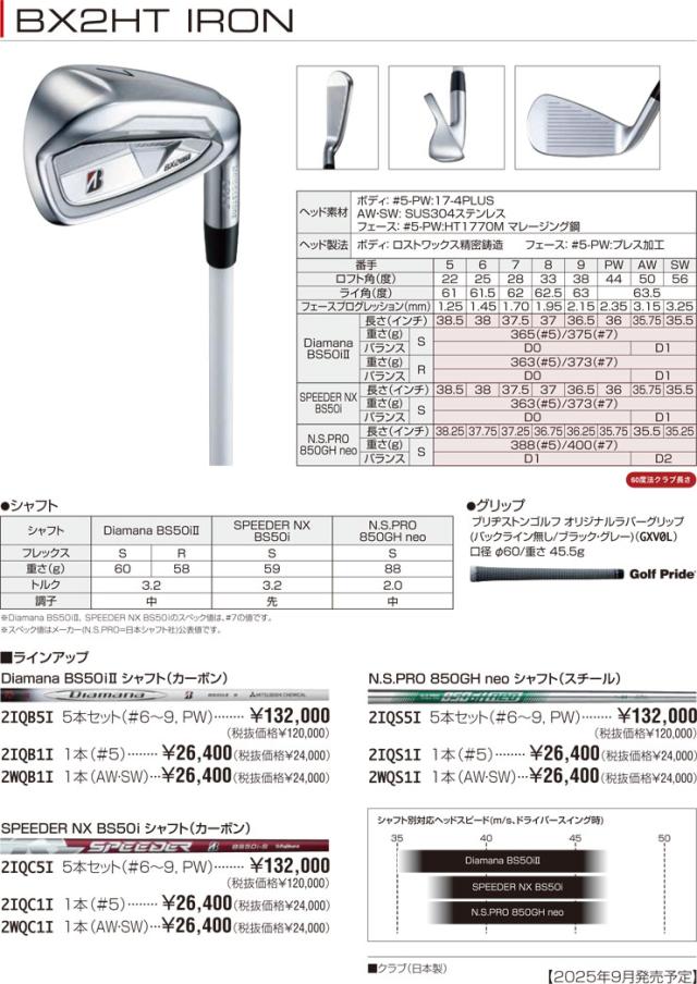 特注カスタムクラブ ブリヂストンゴルフ BX2HT アイアン 4本セット[＃7