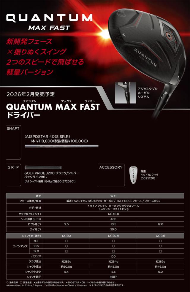 特注カスタムクラブ キャロウェイ QUANTUM MAX FAST ドライバー 三菱 TENSEI PRO RED 1K シャフト_5