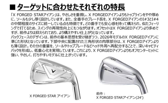 特注カスタムクラブ キャロウェイ X FORGED STAR アイアン 4本セット[＃7-P] N.S.PRO Zelos8 シャフト_2