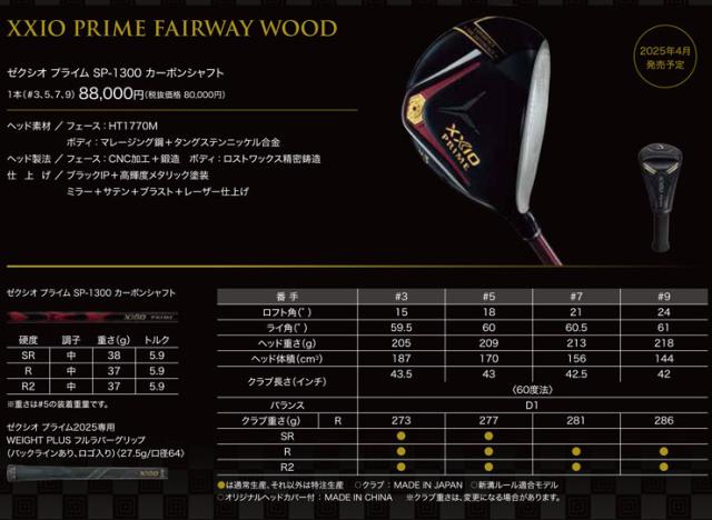 ゼクシオ プライム フェアウェイウッド XXIO PRIME SP-1300 カーボンシャフト_3