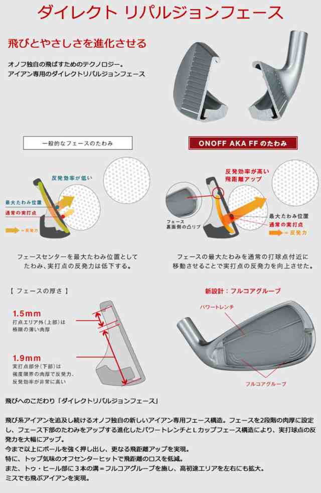 オノフ 赤 FF アイアン HIGH REPULSION KICK FF-521I シャフト 5本