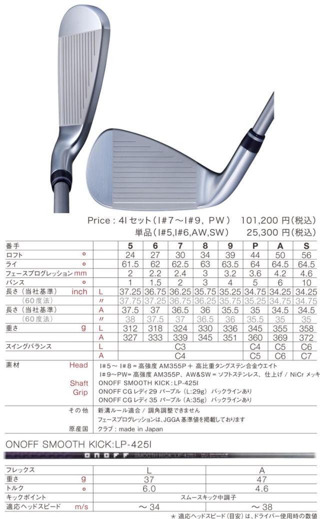 特注カラーカスタム オノフ 2025モデル アイアン レディ SMOOTH KICK LP-425I カーボンシャフト 単品[＃5、＃6、＃7、＃8、＃9、PW、AW、SW]_2