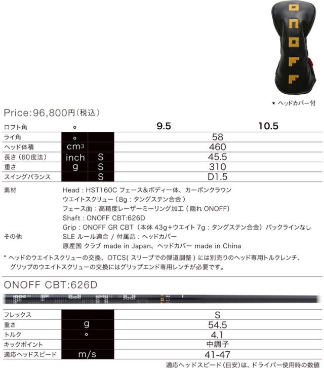 特注カスタムクラブ オノフ 2026 KURO ドライバー LABOSPEC 26 ST65