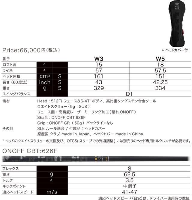 特注カスタムクラブ オノフ 2026 KURO フェアウェイ アームズ フジクラ