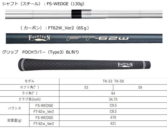 フォーティーン TK-53 / TK-59 ウエッジ FS-WEDGE スチールシャフト_6