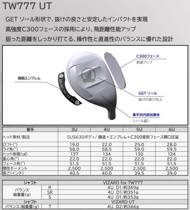 特注カスタムクラブ 本間ゴルフ ツアーワールド TW777 ユーティリティ KBS TOUR C-TAPER LITE シャフト_2