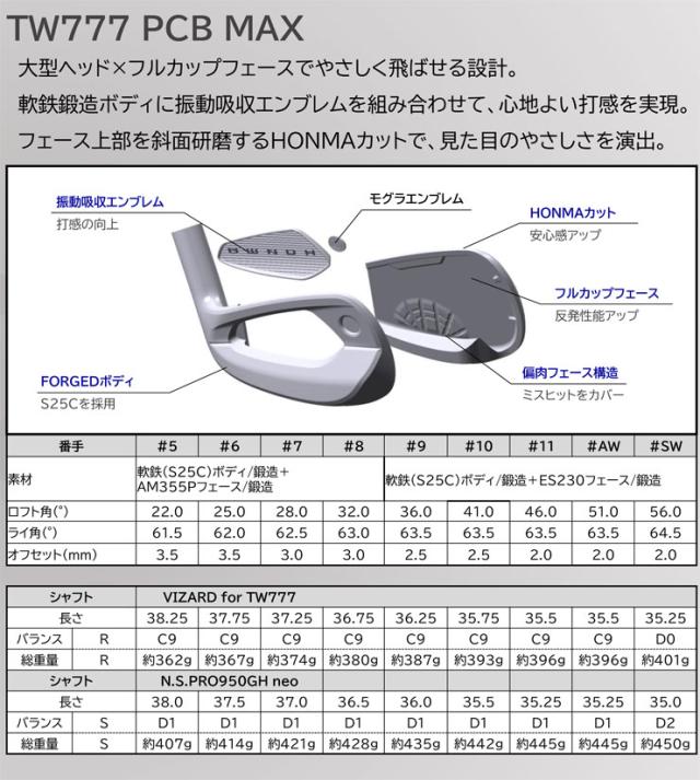 特注カスタムクラブ 本間ゴルフ ツアーワールド TW777 PCB MAX アイアン ダイナミックゴールド EX ツアー イシュー シャフト 4本セット[＃7-＃10]_4