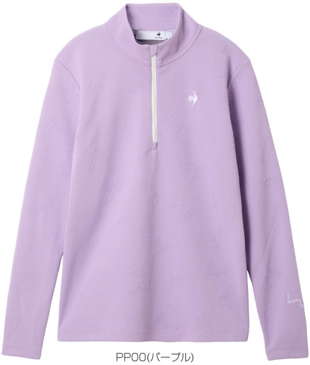 ルコックゴルフ ヒートナビ ロゴジャカード総柄 ハーフジップ 長袖シャツ レディース 2025秋冬 ゴルフウェア LG5FLS81L ルコックスポルティフ ゴルフ ヒートナビ ロゴジャカード総柄 ハーフ