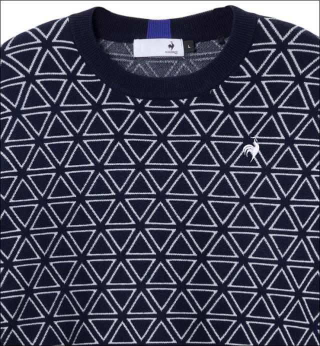 ルコックスポルティフ ゴルフ トライアングル柄ジャカード クルー