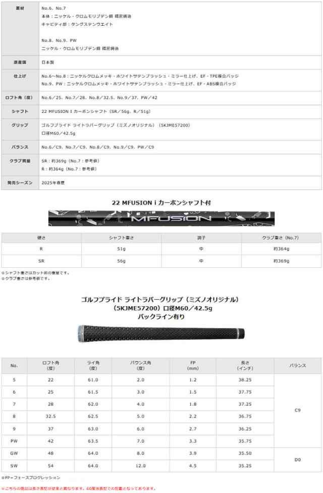 ミズノ JPX 925 HOT METAL アイアン MFUSION i カーボンシャフト 5本セット[＃6-P]