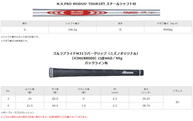 ミズノ Mizuno Pro FLI-HI ユーティリティ アイアン N.S.PRO MODUS3 TOUR105 シャフト