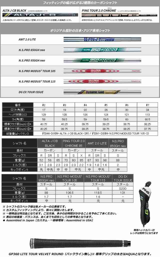 PING TOUR2.0 CHROME 65 ドライバー用シャフト