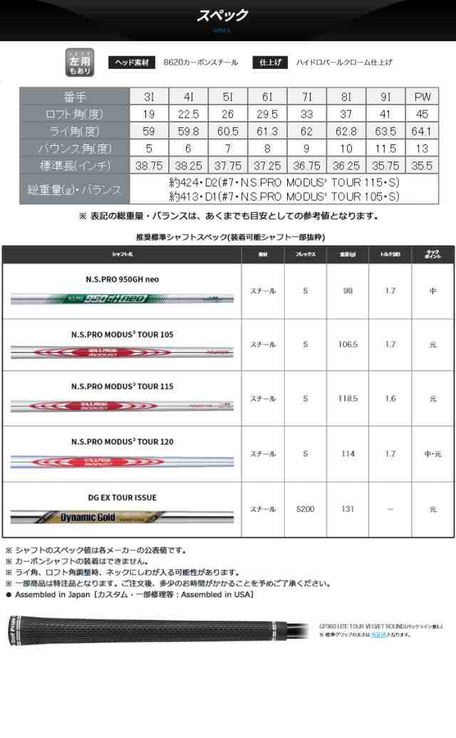 特注カスタムクラブ ピン BLUEPRINT T アイアン N.S.PRO 950GH NEO ...